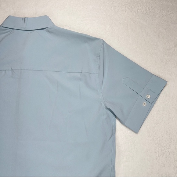 Tam Ware Dress Shirt Men’s L Short Sleeve Stretch Button Down Casual Light Blue - Picture 5 of 10